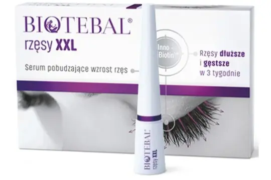 Serum Biotebal rzęsy XXL obiecuje dłuższe i gęstsze rzęsy w 3 tygodnie. Brak informacji o potencjalnych efektach ubocznych.