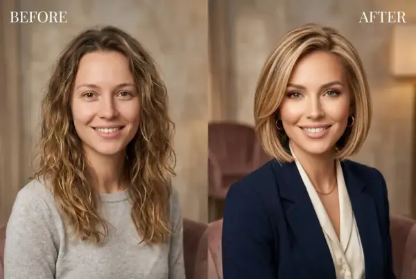 Przed i po: metamorfoza z burzy loków na elegancki french bob.